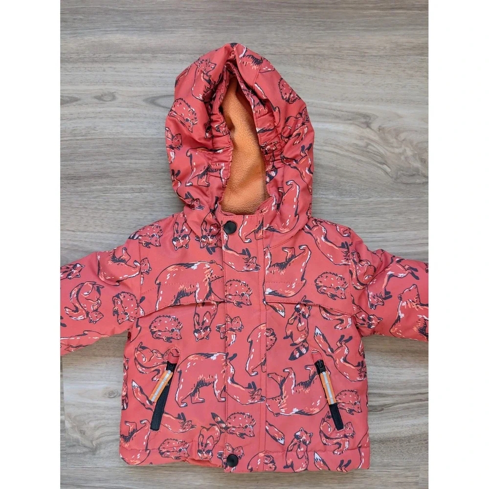 Cat & Jack‎ Toddler 3-in-1 Puffer Jacket Set Orange Woodland Animals Child 12m